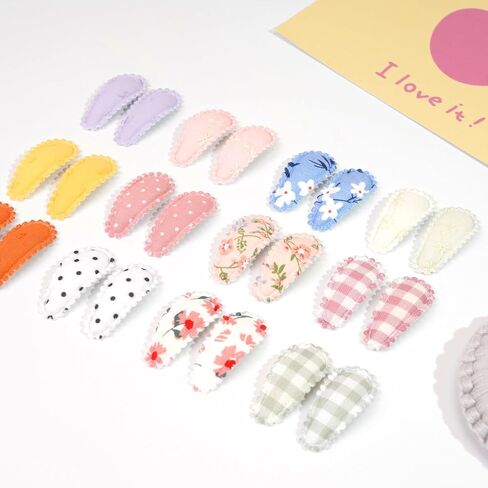 40PCS Snap Hair Clips Flower Pattern Fine Hair 1.5inches Wrapped Mini Clip | Floral pattern wrapped snap clips for infant toddlers 20 colors small clips baby hair clips tiny hair clips in Kuwait