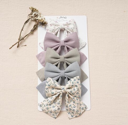 Hair Bows with Hair Clips for Girls Toddler Baby,Handmade 5" Flower Print Embroider Big Bows,FANCY CLOUDS Boutique Hair Accessorioes Gifts for School Kids in Kuwait
