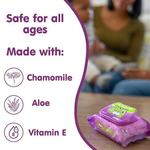 Boogie Wipes - Gentle Saline Nose Wipes Grape Scent - 180 Count | Hypoallergenic & Alcohol-Free, Allergy Relief, Made with Natural Saline, Aloe, Chamomile & Vitamin E, Diaper Bag Essential in Kuwait