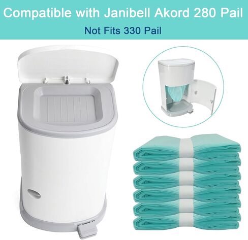 6 Pack Adult Diaper Disposal Liner Refills Compatible with Janibell Akord 280 Slim Adult Diaper Disposal System and Akord Slim Incontinence Disposal System(NOT Compatible with 330 pails) in Kuwait