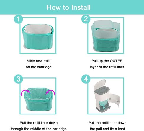 6 Pack Adult Diaper Disposal Liner Refills Compatible with Janibell Akord 280 Slim Adult Diaper Disposal System and Akord Slim Incontinence Disposal System(NOT Compatible with 330 pails) in Kuwait