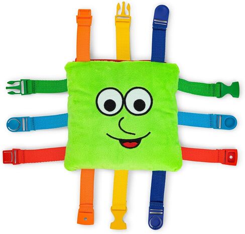 Buckle Toys, Buster Square, Learning Activity, Easy Travel Toy for Toddlers | Develop Motor Skills and Problem Solving, Travel Toy Perfect Car Travel Accessories for Long Trips in Kuwait