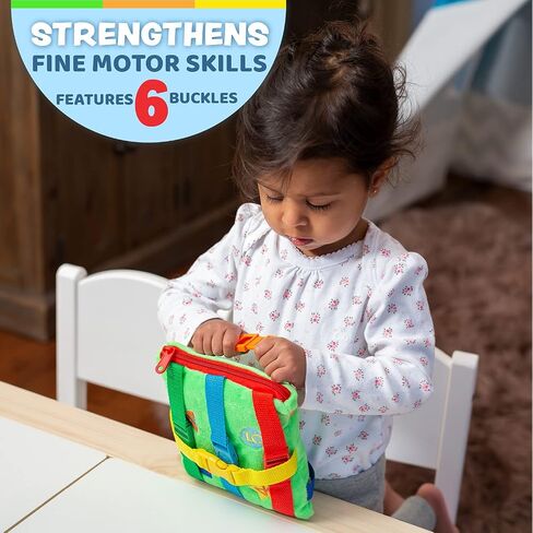 Buckle Toys, Buster Square, Learning Activity, Easy Travel Toy for Toddlers | Develop Motor Skills and Problem Solving, Travel Toy Perfect Car Travel Accessories for Long Trips in Kuwait