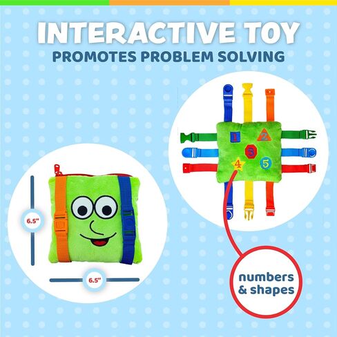 Buckle Toys, Buster Square, Learning Activity, Easy Travel Toy for Toddlers | Develop Motor Skills and Problem Solving, Travel Toy Perfect Car Travel Accessories for Long Trips in Kuwait