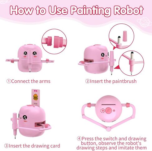 Drawing Robot for Kids, Voice Interactive Educational Drawing Robot, Montessori Painting Learning Toys with 150 Cards, Christmas Birthday Party Gift for 3 4 5 6 7 8 Years Old Girls Boys in Kuwait