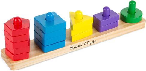 Melissa & Doug Stack and Sort Board - Wooden Educational Toy With 15 Solid Wood Pieces in Kuwait