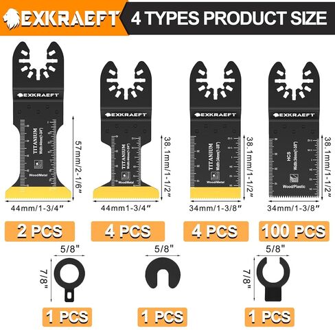 110 PCS Multitool Blades Oscillating Tool Blade, Universal Titanium Oscillating Saw Blades for Metal Nails, Wood and Plastic, Multi Tool Blades Kits Fit Dewalt Milwaukee Ryobi Rockwell Fein in Kuwait