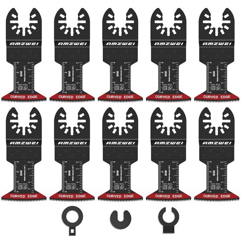 AMZWEI 10PCS Bi-Metal Oscillating Tool Blades for Metal Cutting | Compatible with Dewalt, Milwaukee, Bosch, Ryobi, Soft Metal/ Nails /Wood Cutting, Curved Edge in Saudi Arabia