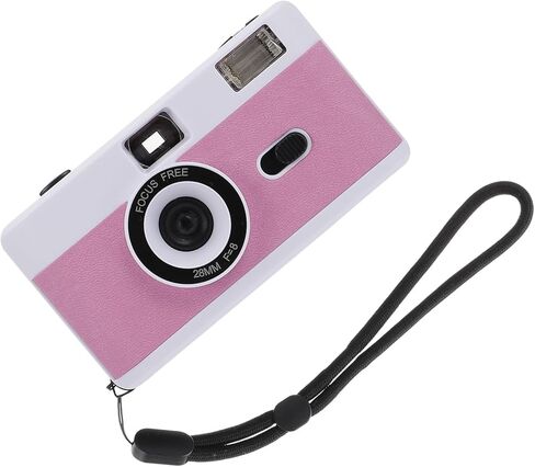 Cabilock Reusable 35mm Film Camera Simple Shoot with Built-in Flash Plastic Abs Retro Vintage Design Battery-Free for Travel Photography White Pink Purple in Kuwait