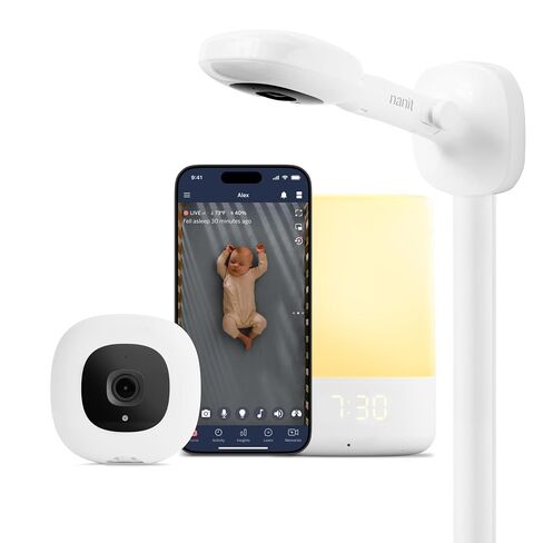 Nanit Nursery Bundle Smart Baby Video Monitor w/Wall Mount -1080p- White | 1080p HD Wi-Fi camera, sleep tracking, two-way audio, night vision, motion & cry notifications, monitoring in Kuwait