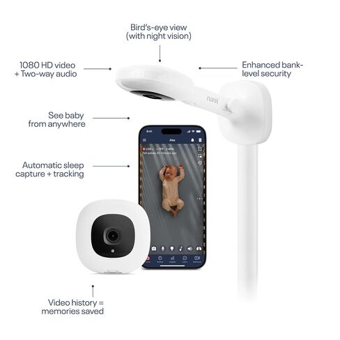 Nanit Nursery Bundle Smart Baby Video Monitor w/Wall Mount -1080p- White | 1080p HD Wi-Fi camera, sleep tracking, two-way audio, night vision, motion & cry notifications, monitoring in Kuwait