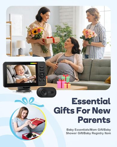 Wireless Baby Car Camera Monitor – 4.3" Display + 360° Rotating Cam for Rear-Facing Seats, No Wi-Fi Needed,1080P HD with Auto IR Night Vision, USB & Battery Powered,Easy-Install in Kuwait