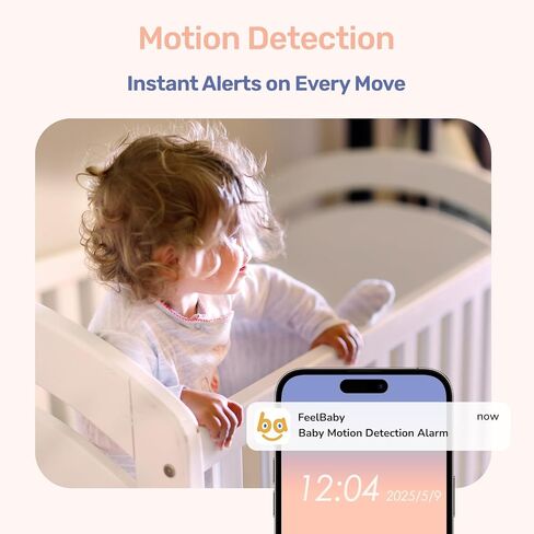 1080P WiFi Baby Monitor with 2 Cameras and Audio，4" IPS Display | 2.4GHz Wifi,Pan-Tilt-Zoom Camera,360° View, HD Night Vision, Motion & Cry Detection, Temperature Sensor, Feeding Reminder in Kuwait