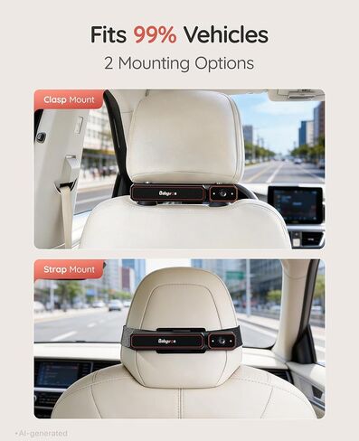 Babyvue Wireless Baby Car Camera, No Wiring Baby Car Monitor Easy Setup | 5.2" Display, HD1080P, Auto IR Night Vision, Mirror Image, 3X Zoom, Auto Start-Stop, Brightness Adjustable in Kuwait