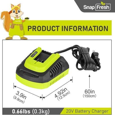 SnapFresh 20V Battery Charger, (Not Compatible with Other Brands) BBT-XH20V | UL Certificated, ONLY for SnapFresh 20V Batteries, Compatible with BBT-DC20A/BBT-DC40A//BBT-DC50A/BBT-DC60A, Wall-mounted in Kuwait