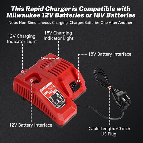 Rapid Charger Station Compatible with Milwaukee M18 18V & M12 12V Battery, Multi Tools Super Fast Charger Replacement for Milwaukee M18 & M12 Chargers [ Battery Not Included ] in Kuwait