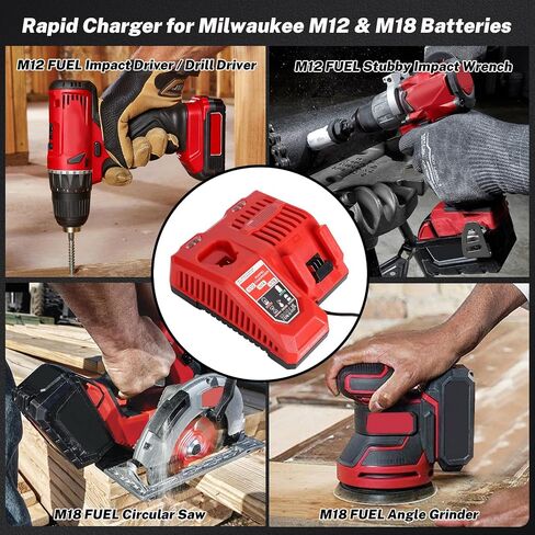 Rapid Charger Station Compatible with Milwaukee M18 18V & M12 12V Battery, Multi Tools Super Fast Charger Replacement for Milwaukee M18 & M12 Chargers [ Battery Not Included ] in Kuwait