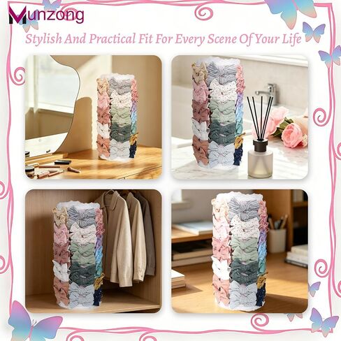 Munzong Pink Bow Holder for Girls Hair Bows, Hair Clip & Hair Accessories Storage for Baby Girl Large Capacity Display Bows Organizer 360°Rotating Stand for Nursery Room Decor-12.6x5.5inch in Kuwait