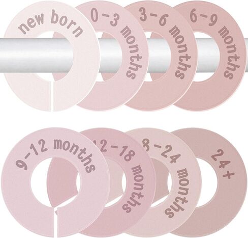 8PCS Baby Closet Dividers for Clothes Double-Sided Baby Closet Organizer Baby Clothes Size Age Separators Nursery Clothes Hanger Dividers for Most Closet Rods Organizer from Newborn to Toddler in Kuwait