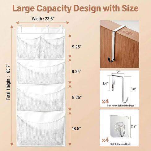 Over the Door Stuffed Animal Storage Organizer, Large Mesh Hanging Storage for Plush Toys, Blankets & Pillows, Bedroom & Dorm Use (White) in Kuwait