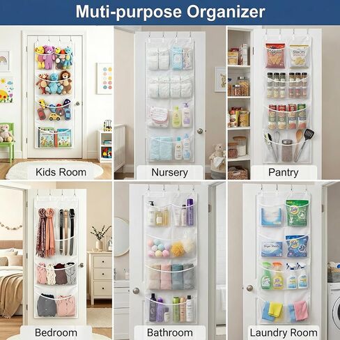 Over the Door Stuffed Animal Storage Organizer, Large Mesh Hanging Storage for Plush Toys, Blankets & Pillows, Bedroom & Dorm Use (White) in Kuwait