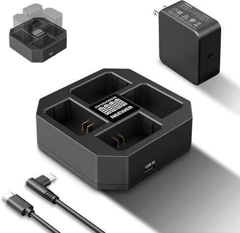 NEEWER 2 in 1 Four Channel USB Battery Charger for NP-FZ100 & LP-E6, 40W Fast Charging, Plastic Backup Power Supply Compatible with Sony A6700 A7III FX3 FX30 A7IV Canon EOS R5 II, NW-ZP4 in Saudi Arabia