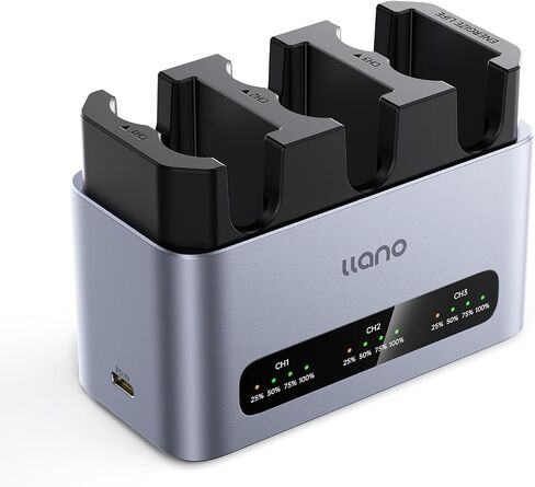 llano 30W NP-W235 Battery Charger for Fujifilm XT5, XT4, VG-XT4, XS20, GFX50S II, GFX100S, XH2, XH2S, Durable CNC Aluminum, LED Display, Three Slot USB-C Fast Charging in Kuwait