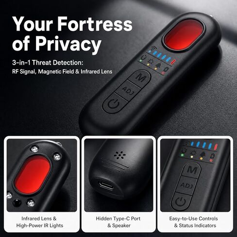 Hidden Camera Detectors, Anti Spy Bug Detector Device, 2026 RF GPS Tracker Privacy Finder Detector, Signal Audio Listening Scanner Mini Design Device for Hotels, Travelers, Office, Car, Home in Kuwait