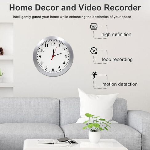 Security Camera, Hidden Spy Camera Wall Clock, Nanny Cam, Mini Video Cam | 1080P Hidden Camera, Home Decor Camera, Indoor Surveillance, No WiFi Function in Kuwait