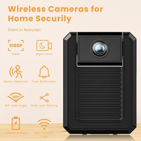 2026 Only 0.9 Inch 1080P Security Camera Mini Micro WiFi HD Cameras Home Indoor Use Night Vision,Motion Detection,Wide Angle,Can No Need WiFi Cams Baby Monitor Wireless Nanny espias ocultas Secret Cam in Kuwait