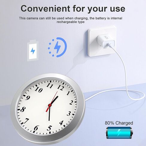 Security Camera, Hidden Spy Camera Wall Clock, Nanny Cam, Mini Video Cam | 1080P Hidden Camera, Home Decor Camera, Indoor Surveillance, No WiFi Function in Kuwait