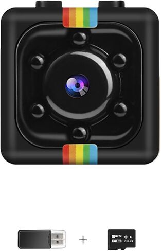 No WiFi Security Camera, 1080P Mini Spy Camera, Small Wireless Camera | Mini Security Camera with 32GB TF Card, 360° Rotation Bracket, Mult-Installation, for Travel/ Camping/Indoor/ Outdoor, Black in Kuwait