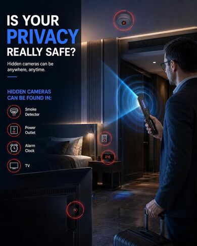 POLESNOW Hidden Camera Detector with 6 Detection Modes, RF Signal Scanner & GPS Tracker Finder for Hotel, Travel, Car, Camera Finder Black in Kuwait