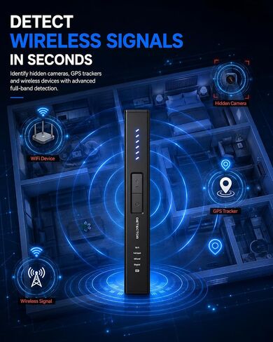 POLESNOW Hidden Camera Detector with 6 Detection Modes, RF Signal Scanner & GPS Tracker Finder for Hotel, Travel, Car, Camera Finder Black in Kuwait
