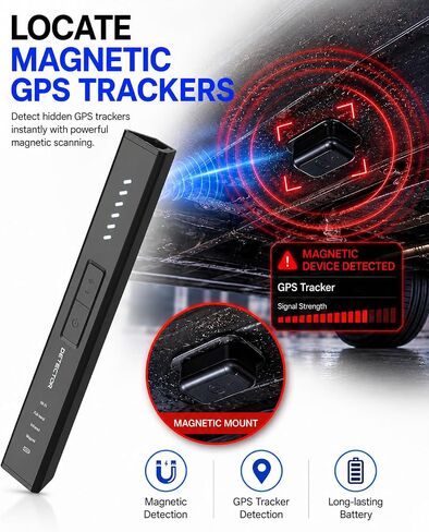 POLESNOW Hidden Camera Detector with 6 Detection Modes, RF Signal Scanner & GPS Tracker Finder for Hotel, Travel, Car, Camera Finder Black in Kuwait