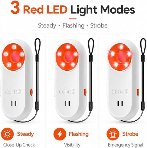 3-in-1 Hidden Camera Detector, 130dB Personal Alarm for Women, Red LED Lens Finder Light, Rechargeable SOS Alarm, Portable Door Alarm When Opened for Hotel, Dorm, Apartment and Travel in Kuwait