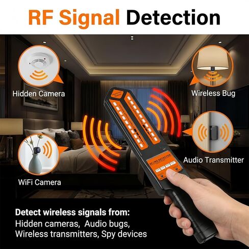 Hidden Camera Detector & GPS Tracker Finder, RF Signal Scanner Anti-Spy Device with Magnetic Field Detection, Infrared Lens Finder & Stranger Intrusion Alarm, Portable Bug Sweeper in Kuwait
