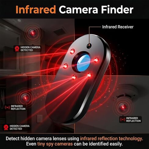 Hidden Camera Detector & GPS Tracker Finder, RF Signal Scanner Anti-Spy Device with Magnetic Field Detection, Infrared Lens Finder & Stranger Intrusion Alarm, Portable Bug Sweeper in Kuwait