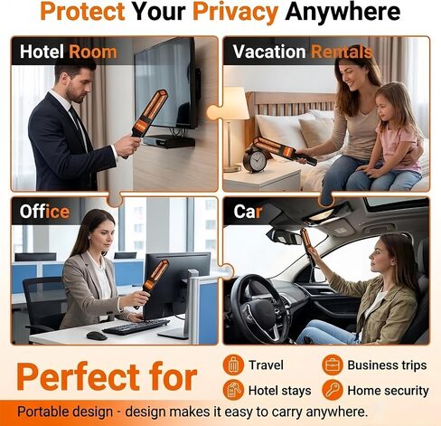 Hidden Camera Detector & GPS Tracker Finder, RF Signal Scanner Anti-Spy Device with Magnetic Field Detection, Infrared Lens Finder & Stranger Intrusion Alarm, Portable Bug Sweeper in Kuwait