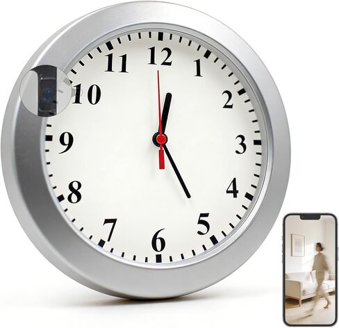 Hidden Camera Nanny Cam Wireless Hidden Spy Clock Cameras Indoor | 1080P FHD | Real-Time View | Motion Detection | 4-5 Hours Working | Connect to Phone 8.7in Wall Clock Cameras | No Audio in Kuwait