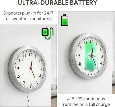 Hidden Camera Nanny Cam Wireless Hidden Spy Clock Cameras Indoor | 1080P FHD | Real-Time View | Motion Detection | 4-5 Hours Working | Connect to Phone 8.7in Wall Clock Cameras | No Audio in Kuwait