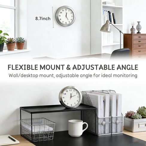 Hidden Camera Nanny Cam Wireless Hidden Spy Clock Cameras Indoor | 1080P FHD | Real-Time View | Motion Detection | 4-5 Hours Working | Connect to Phone 8.7in Wall Clock Cameras | No Audio in Kuwait