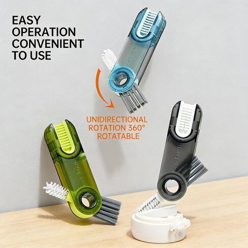 3 in 1 U-Shaped Cup Lid Gap Cleaning Brush Set, Multifunctional Tool for Water Bottle Insulated Cup Slit and Holder, Home Kitchen Cleaning Essential - Blue Green Gray in Kuwait