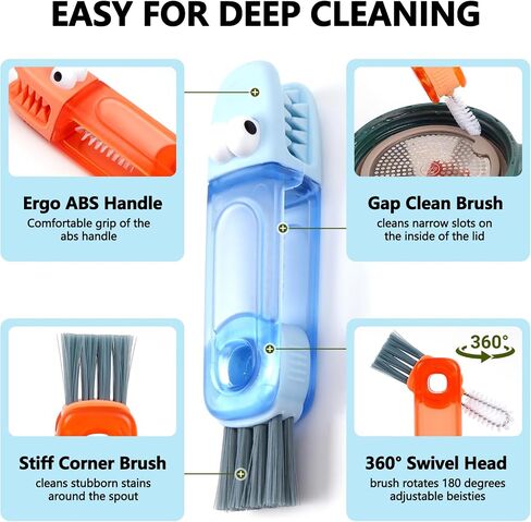 3 in 1 Cup Lid Cleaning Brush Set, 3PCS Multifunctional Bottle Cleaner Brush for Gaps, Lids, and Crevices, Home Kitchen Crevice Cleaning Tools(Red, Green, Blue) in Kuwait