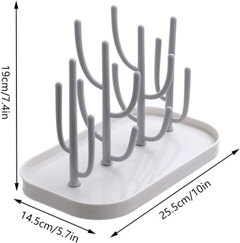 Baby Bottle Drying Rack with Base, Creative Tree Branch Baby Bottle Dryer Holder for Bottles, Teats, Cups, Pump Parts and Accessories (Gray) in Kuwait