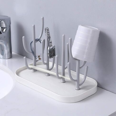 Baby Bottle Drying Rack with Base, Creative Tree Branch Baby Bottle Dryer Holder for Bottles, Teats, Cups, Pump Parts and Accessories (Gray) in Kuwait