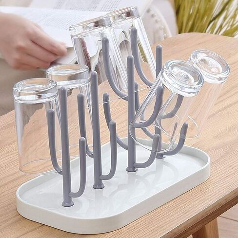 Baby Bottle Drying Rack with Base, Creative Tree Branch Baby Bottle Dryer Holder for Bottles, Teats, Cups, Pump Parts and Accessories (Gray) in Kuwait