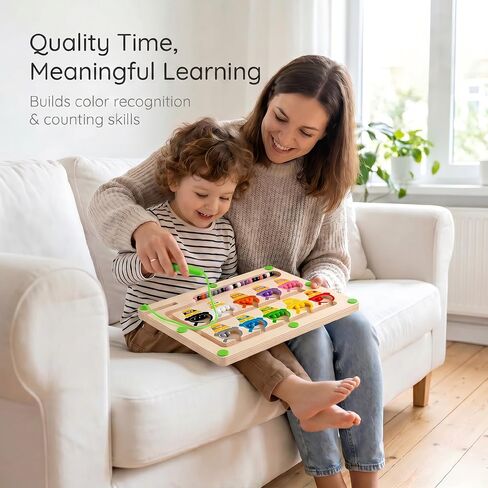 Magnetic Color & Number Maze, Montessori Wooden Puzzle Board, Educational Magnet Toy for Toddlers 2 3 4 5 Years Old, Fine Motor Skills Learning Game, Birthday for Boys Girls in Kuwait