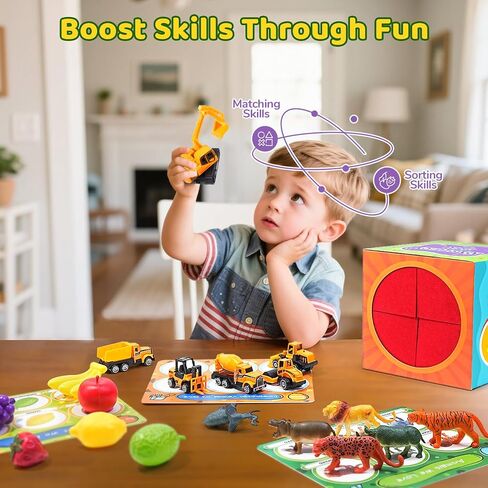 JoyCat Montessori Sensory Sorting Box with 48 Objects for Kids Ages 3-5 | Forty-eight themed objects support sorting, matching, naming and open-ended preschool play in one activity box in Kuwait