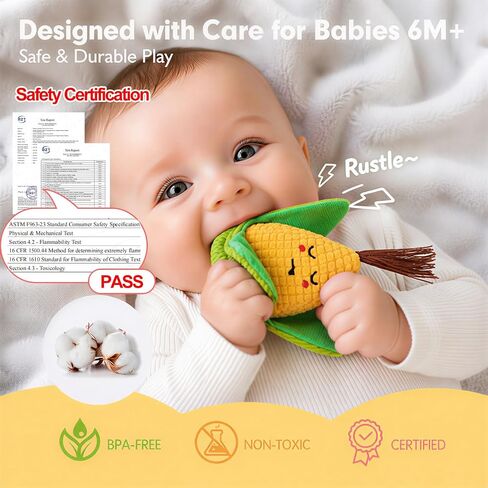 Fruit Vegetable Sensory Toys for Baby 6-12 Months - 16Pcs Plush Sorting Set Perfect for Little Hands to Grasp With Cute Faces, Bright Color Food Crinkle & Rattle, Birthday Gift for 1 Year Old Boy Girl in Kuwait